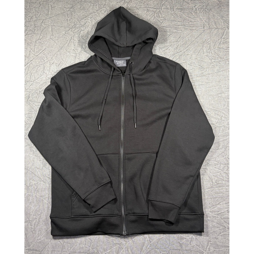 Athletic Works Hoodie Mens L Black Full Zip Fleece Sweatshirt Active AW262880